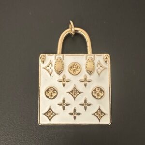 Gold and Cream Louis Vuitton UpCycled Charm Pendant. Stamped on the Back. NWOT